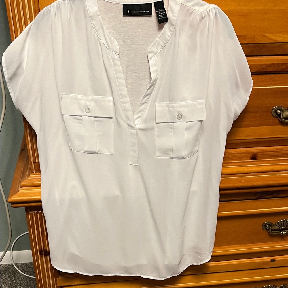 INC International Concepts White Blouse size LG